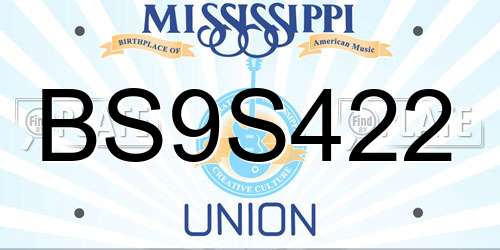 BS9S422 Mississippi License Plate