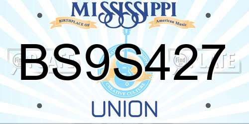 BS9S427 Mississippi License Plate