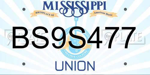 BS9S477 Mississippi License Plate
