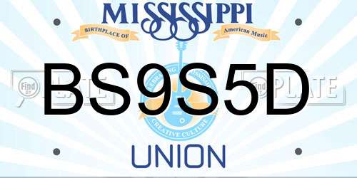 BS9S5D Mississippi License Plate