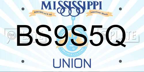 BS9S5Q Mississippi License Plate