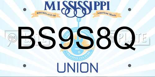 BS9S8Q Mississippi License Plate
