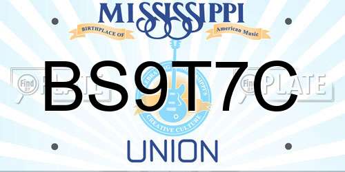BS9T7C Mississippi License Plate