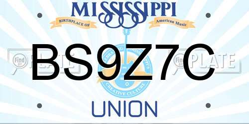 BS9Z7C Mississippi License Plate