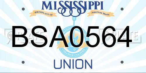 BSA0564 Mississippi License Plate