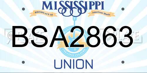 BSA2863 Mississippi License Plate