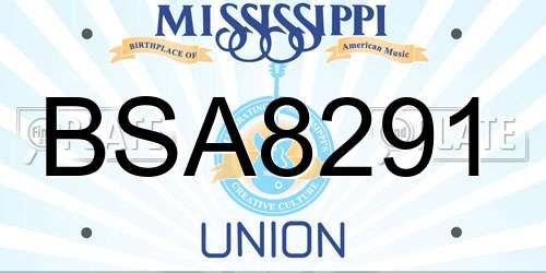 BSA8291 Mississippi License Plate