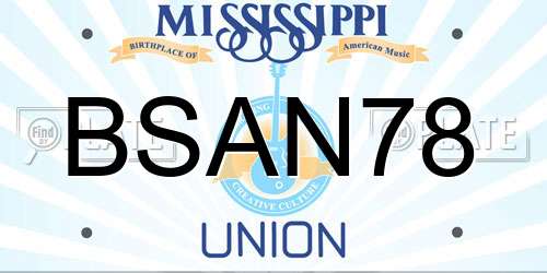 BSAN78 Mississippi License Plate