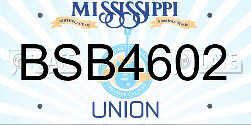 BSB4602 Mississippi License Plate