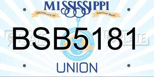 BSB5181 Mississippi License Plate