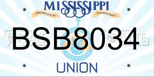 BSB8034 Mississippi License Plate
