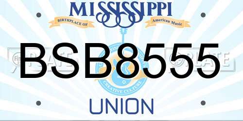 BSB8555 Mississippi License Plate