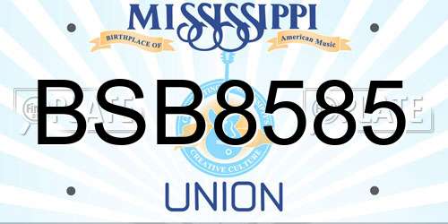 BSB8585 Mississippi License Plate