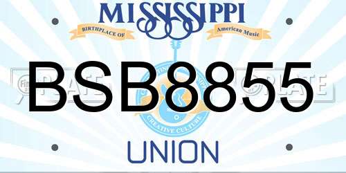 BSB8855 Mississippi License Plate
