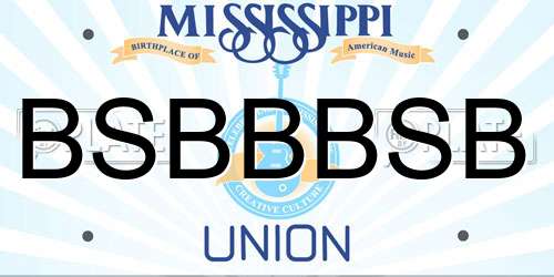 BSBBBSB Mississippi License Plate
