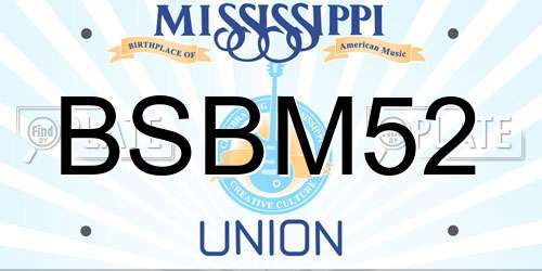BSBM52 Mississippi License Plate