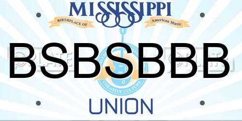 BSBSBBB Mississippi License Plate