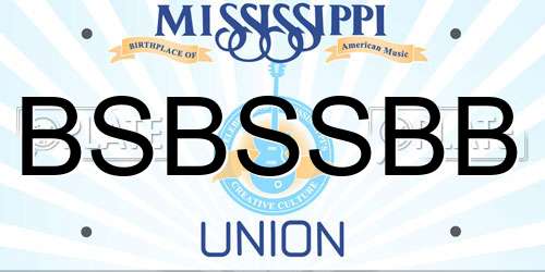 BSBSSBB Mississippi License Plate