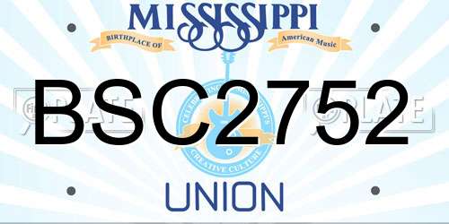 BSC2752 Mississippi License Plate