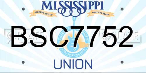 BSC7752 Mississippi License Plate