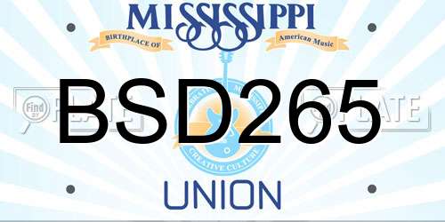 BSD265 Mississippi License Plate