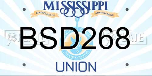 BSD268 Mississippi License Plate