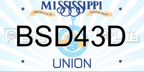 BSD43D Mississippi License Plate