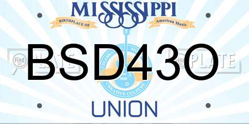 BSD43O Mississippi License Plate