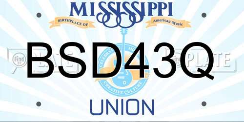 BSD43Q Mississippi License Plate