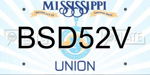 BSD52V Mississippi License Plate