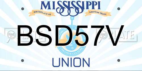 BSD57V Mississippi License Plate