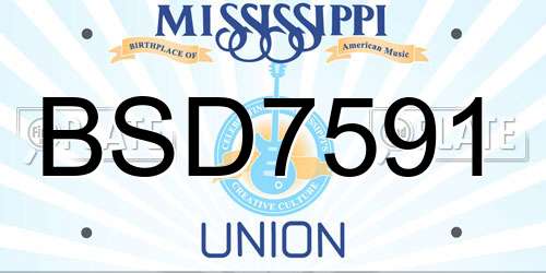 BSD7591 Mississippi License Plate