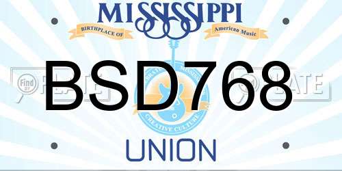 BSD768 Mississippi License Plate