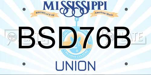 BSD76B Mississippi License Plate