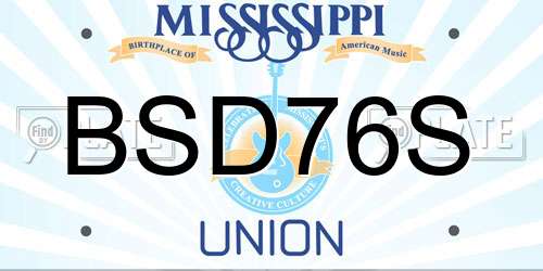 BSD76S Mississippi License Plate