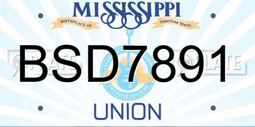 BSD7891 Mississippi License Plate