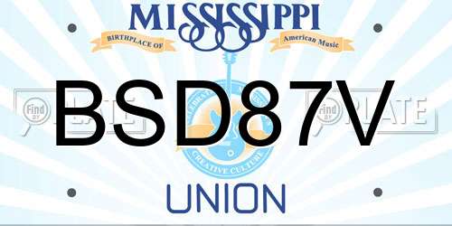 BSD87V Mississippi License Plate