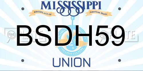 BSDH59 Mississippi License Plate