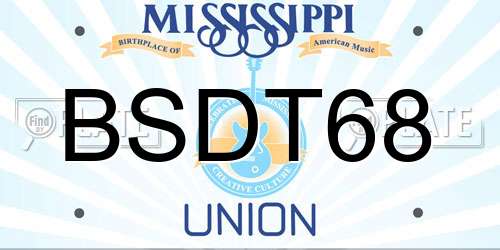 BSDT68 Mississippi License Plate