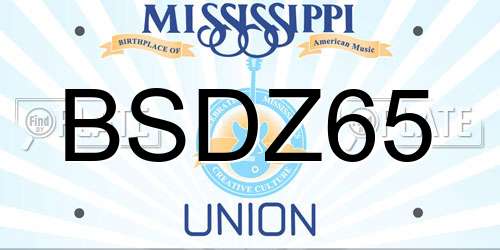 BSDZ65 Mississippi License Plate
