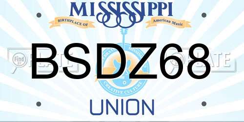 BSDZ68 Mississippi License Plate