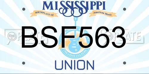 BSF563 Mississippi License Plate