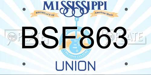 BSF863 Mississippi License Plate