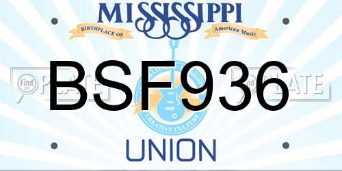 BSF936 Mississippi License Plate