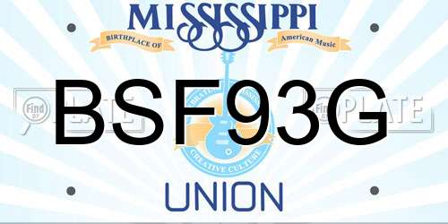 BSF93G Mississippi License Plate