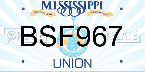BSF967 Mississippi License Plate