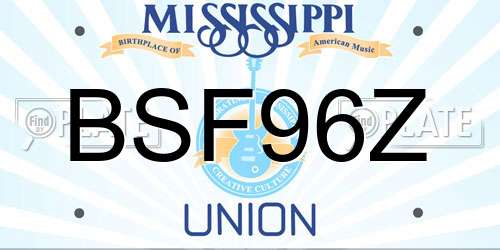 BSF96Z Mississippi License Plate