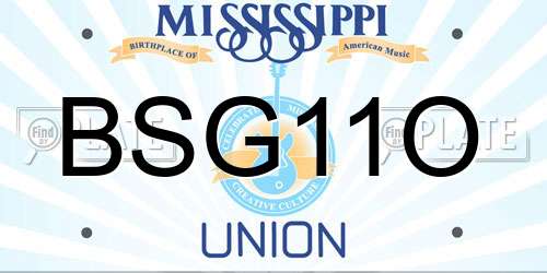 BSG11O Mississippi License Plate