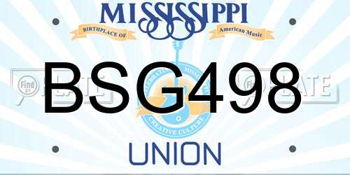 BSG498 Mississippi License Plate