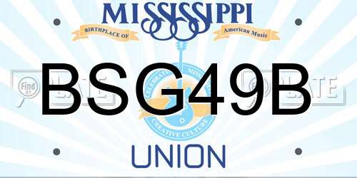 BSG49B Mississippi License Plate